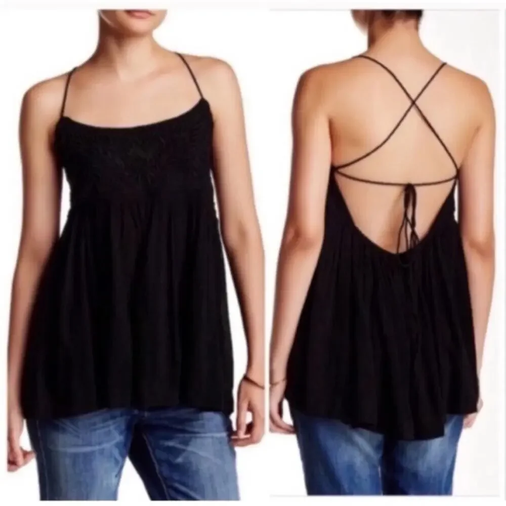 Free People Black Blackbird Blouse Size XS Extra Small